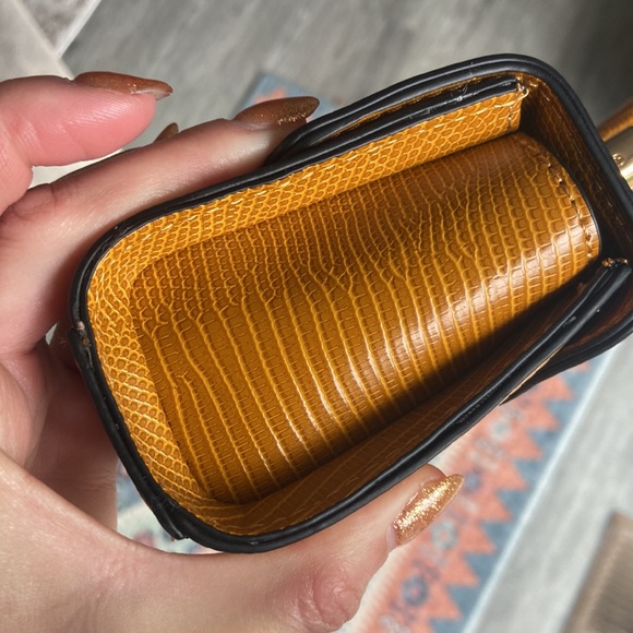 Y2K Topshop mini bag crossbody purse yellow brown gold hardware - Picture 11 of 16